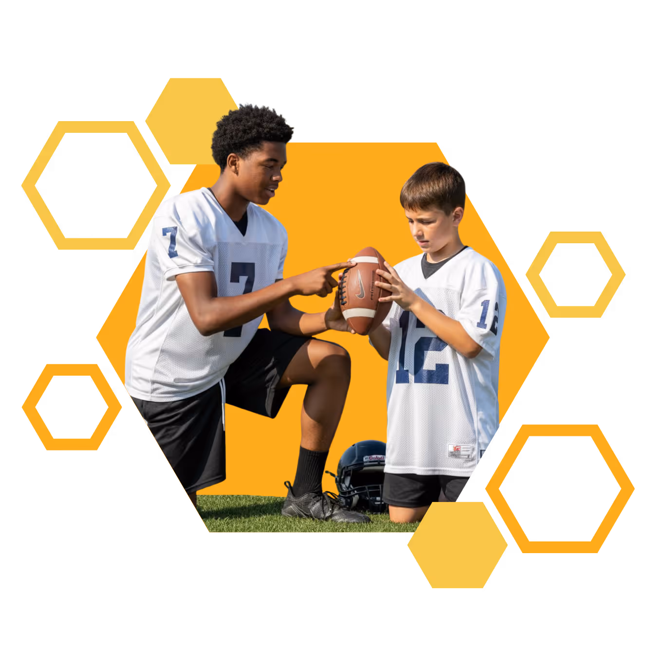 A student athlete coaching a young player